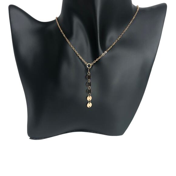 Gold Simple Disc Y Necklace - Picture 2 of 4